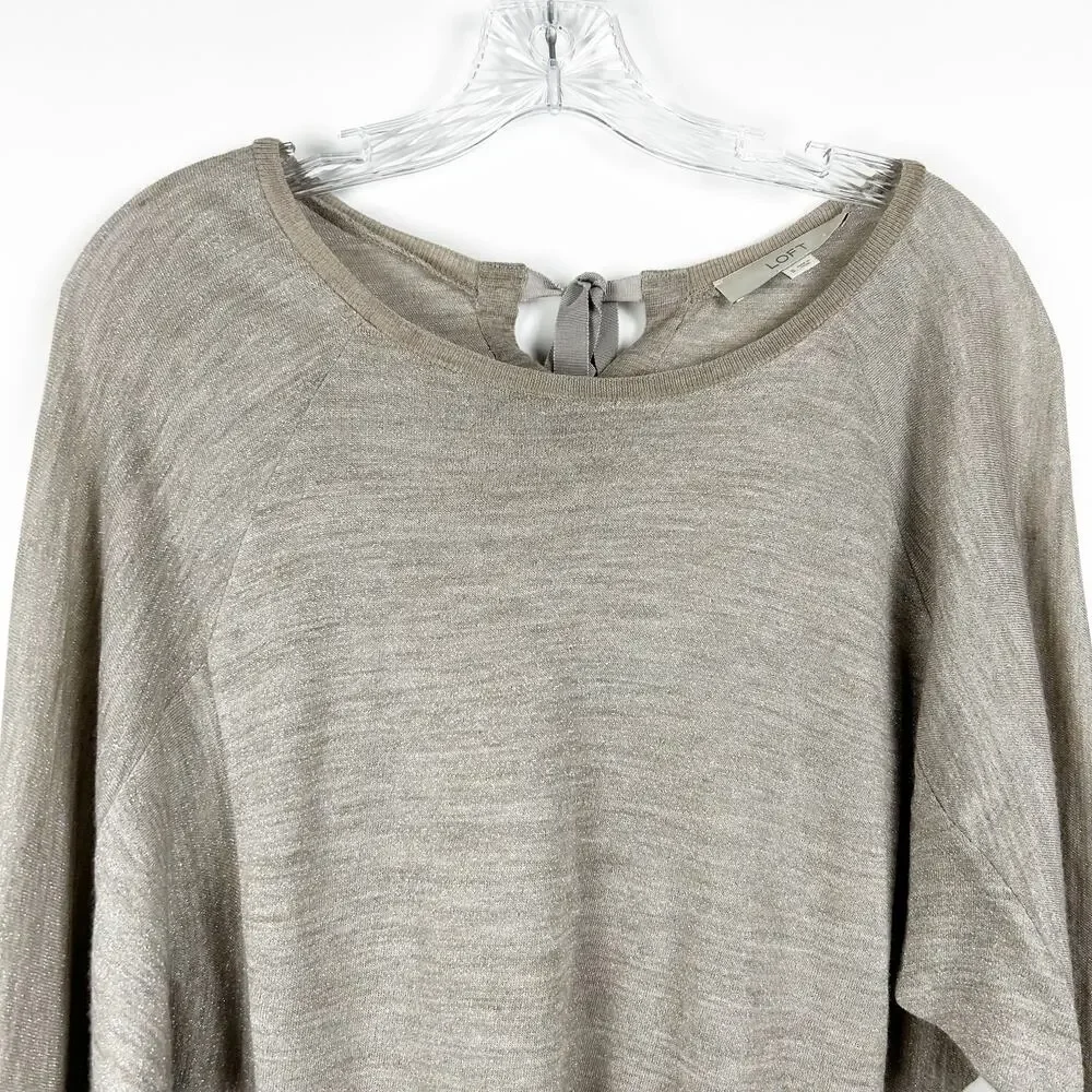 LOFT Metallic Bow Dolman Sleeve Wool Blend Top Party Night Out Womens Size S - Picture 4 of 12